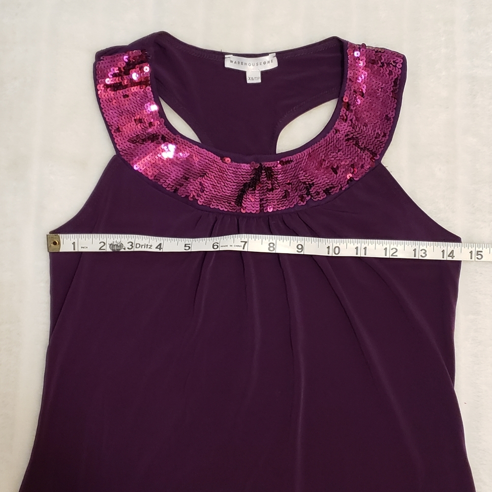 Warehouse One Sequined Halter Style Top with Racerback - Picture 8 of 10